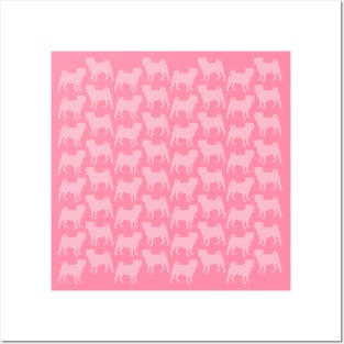 Pink Pug Pattern Posters and Art